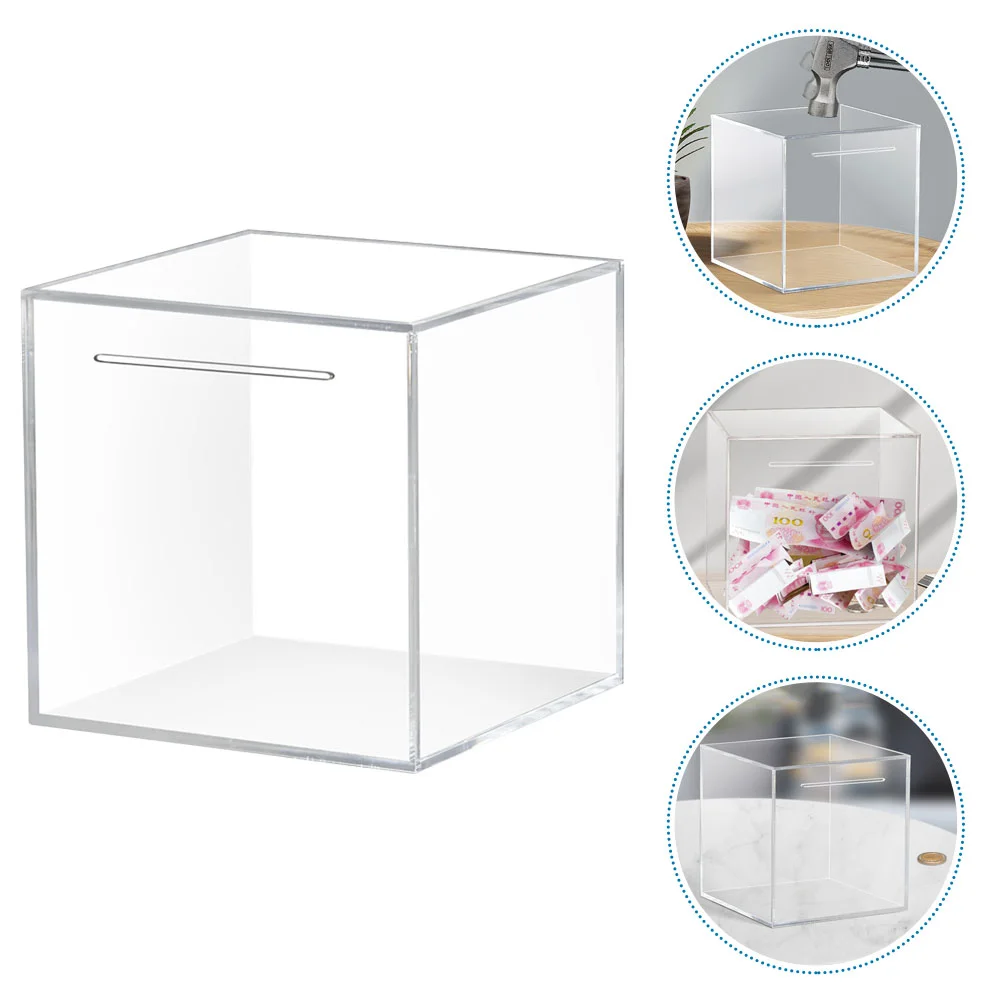 

Acrylic Piggy Bank Saving Money Jar Cash Medium Transparent Storage Cube Clear Savings