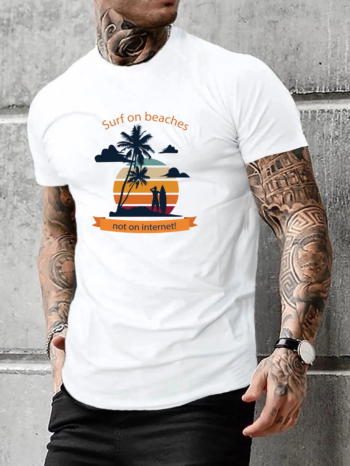 

Summer New Surfing Print Men's T-Shirt Luxury Brand Cotton T Shirt Free Shipping Streetwear Vintage Top Oversized Men Tees