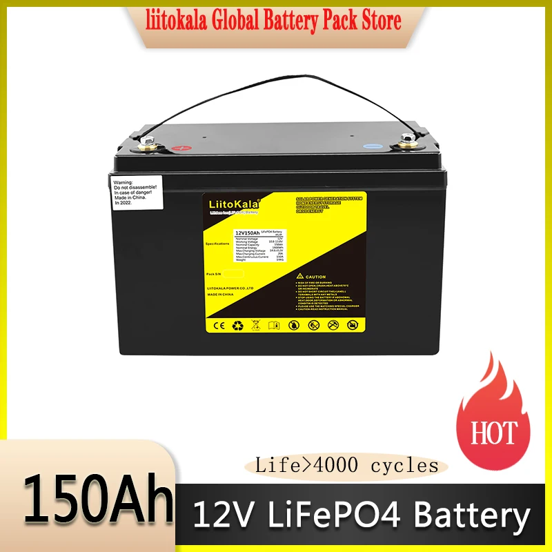 

Liitokala Совершенно новый класс подлинный Lifepo4 12,8 V 150AH литиевый аккумулятор 100A BMS для 1200W лодки Солнечная энергия хранения Гольф-карты