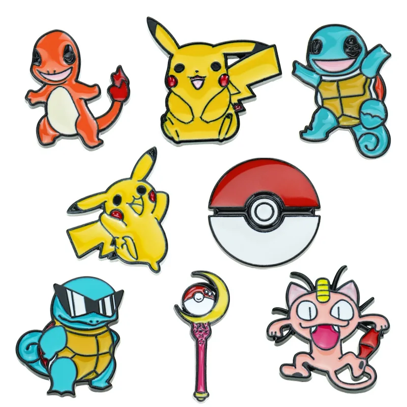 

Pokemon Anime Figrues Badge Pin Cute Pokemon Ball Model Pikachu Doll Brooch Pin Fan Collectible Accessory Kids Christmas Gifts