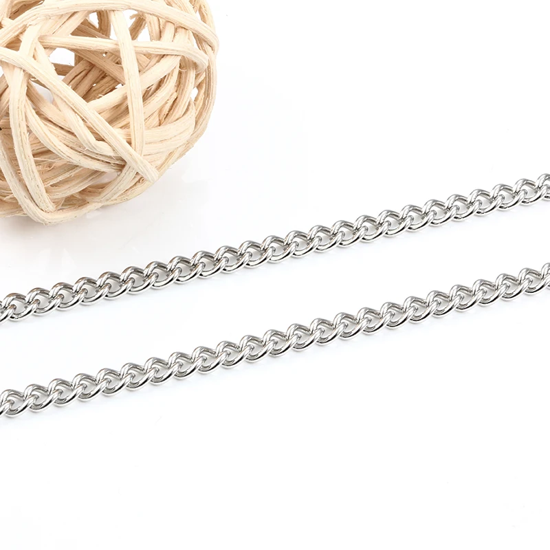 Width 3.8mm Stainless Steel Side Chains Jewelry Making Supplies Accessories DIY Men Women Necklace Bracelet Metal 1Meters NoFade