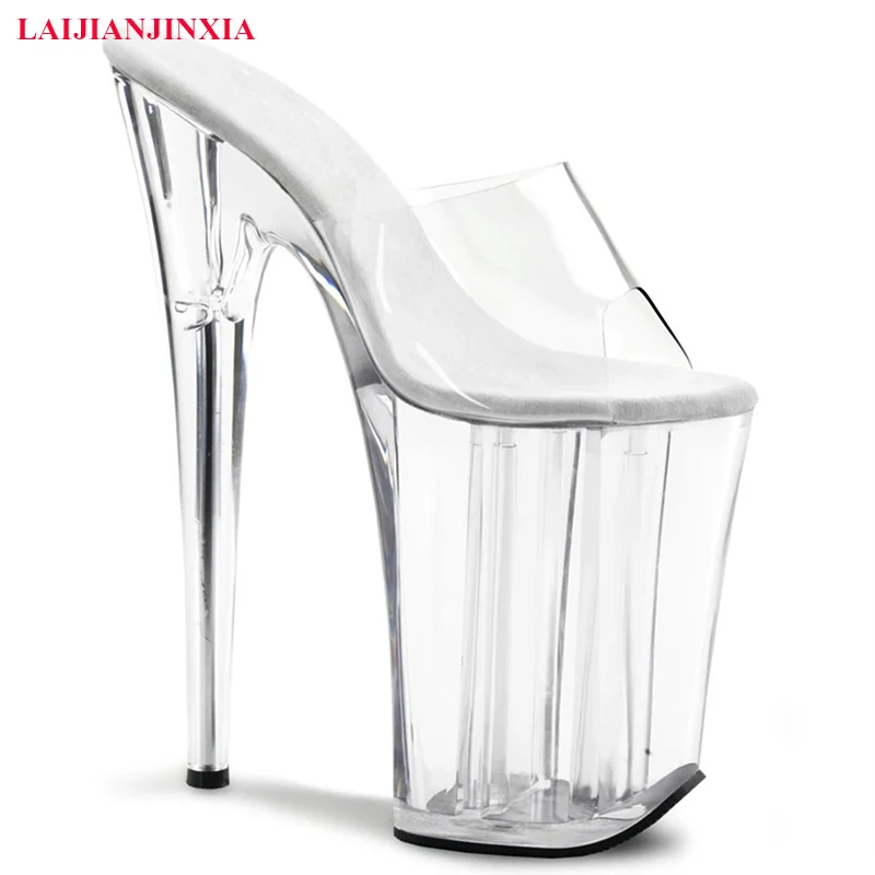 

LAIJIANJINXIA New Summer Woman Slipper 23 CM High Heels Platform Slides Sandals Sexy Dance Shoes Pumps Party Model Show Shoes