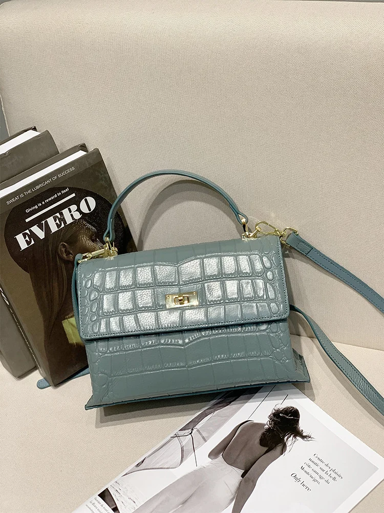

Высококачественная Роскошная брендовая натуральная маленькая квадратная кожаная Новинка 2023 крокодиловая сумка через плечо женская униве...