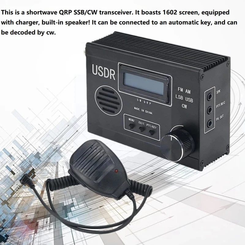 

5 Вт 8-полосный SDR радиоприемник SDR трансивер 20 кгц-99 МГц FM AM LSB USB CW с дисплеем и ручным микрофоном для USDR USDX