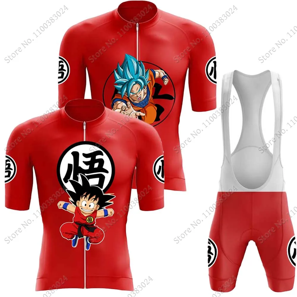 

2022 красный Goku Vegeta Велоспорт Джерси комплект мужской мультфильм аниме велосипедная одежда велосипед рубашки костюм велосипед шорты MTB Ropa ...