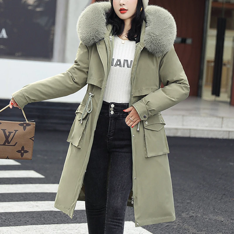 New Casual Fashion 2022 Female Winter Parkas For Women Coats Long Thick Parka Liner Remove Women's jacket Feminine clothes