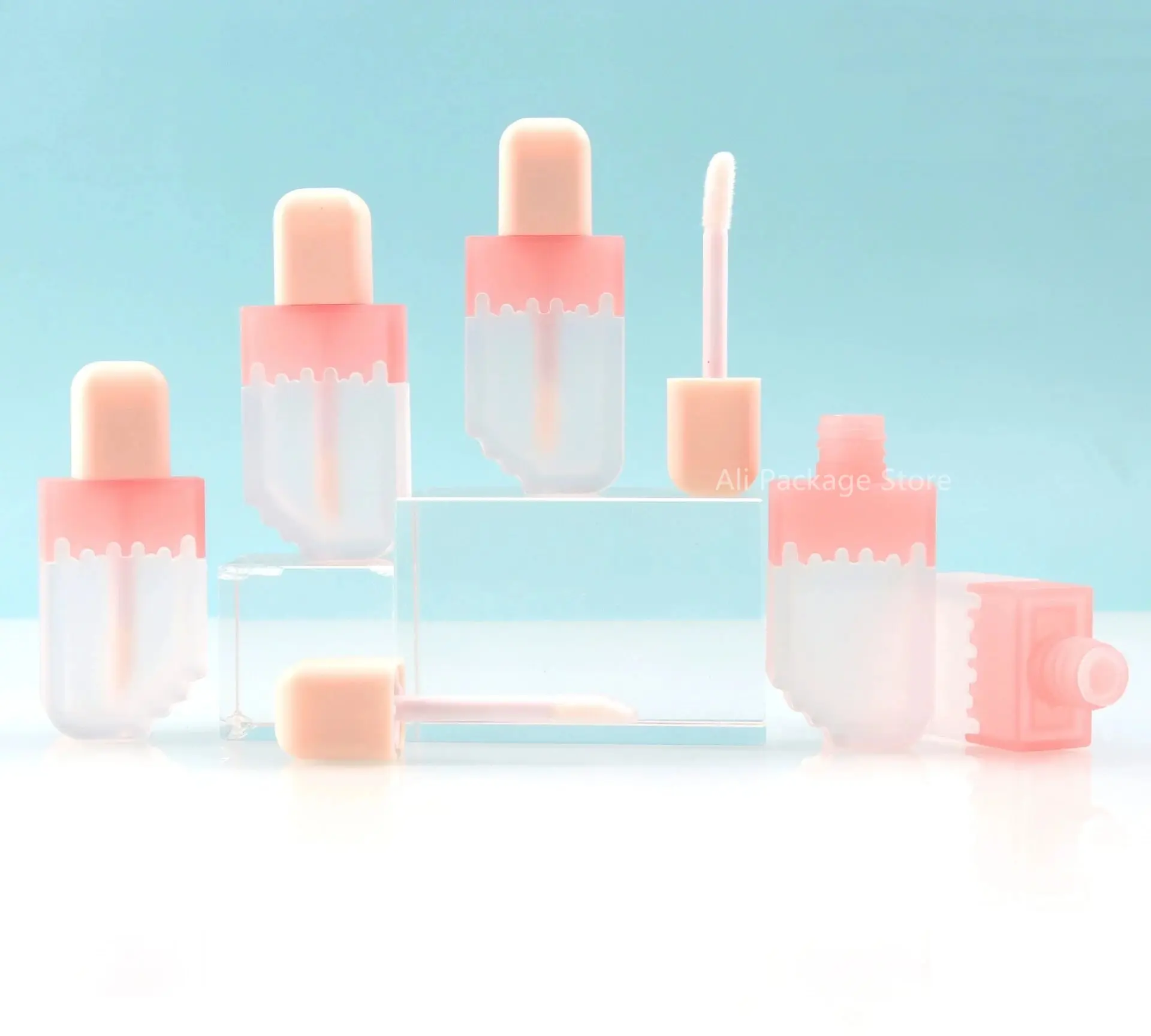 

5ml Lip Gloss Tube Ice Cream Shape Plastic Empty Lipstick Lip Glaze Bottle Refillable Travel Cosmetic Container Sample Packaging