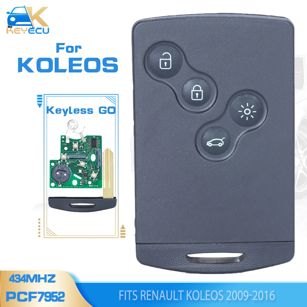 

KEYECU Keyless-Go FSK 433Mhz PCF7952 Smart Remote Key Fob for Renault Koleos 2009 2010 2011 2012 2013 2014 2015 2016