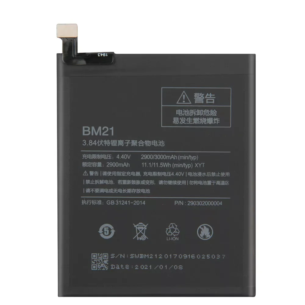 

2023NEW Replacement Battery For XiaoMi Redmi Note Mi Note Note 5.7" Redrice Note BM21 Rechargeable Phone Battery 2900mAh