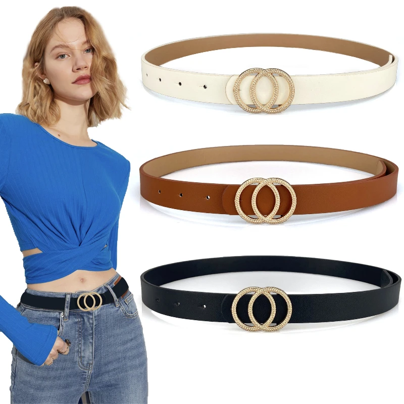 

2022 Female Simple Black Versatile Ladies Belt Ins Cowboy Dress Denim Suit Luxury High Quality Top Designer Brand Belt for Women