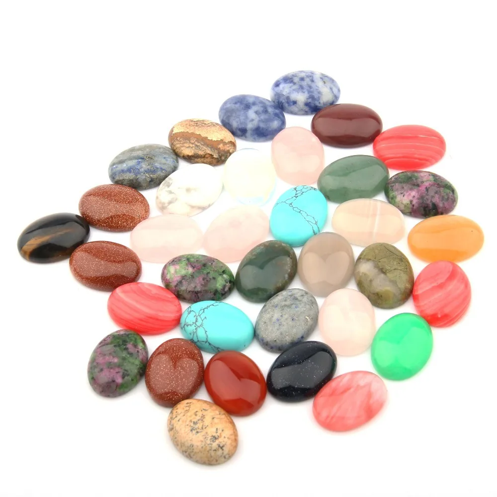 

10PCS Oval Gemstone Cabochons Beads Agate Amethyst Rose Quartz CAB Dome Flatback Stone for Necklace Bracelet Jewelry Making