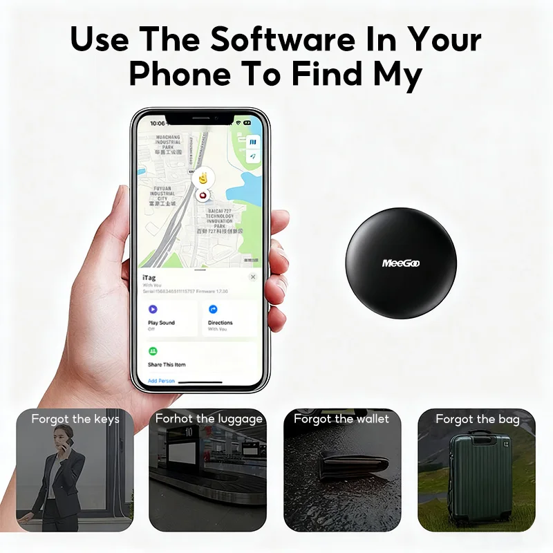 Фото Умный локатор MeeGoo с защитой от потери GPS Bluetooth5.2, трекер для домашних животных, местоположение по всему миру iOS, совместимый с Apple's Find My trackin №2
