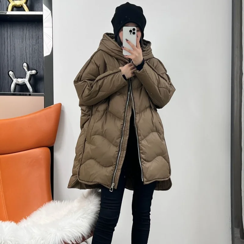 Parka New Women Winter Jacket Warm Female Thickened Down Coat Puffer Jackets Solid White Duck Down Jacket Hooded Outerwear E882