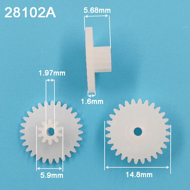 28102A 0,5 м пластиковая шестерня POM OD = 15 мм 28 т + 10 т двухслойная шестерня 2 мм отверстие DIY игрушечные детали аксессуар