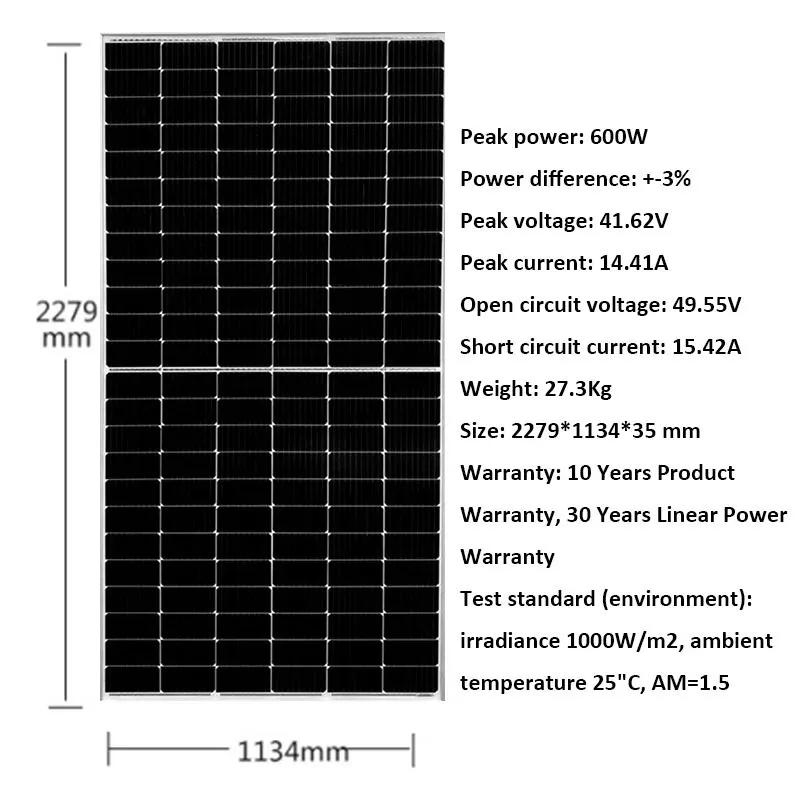 Solar Panel 600W 6000W 10000W Perc Split Half Cut Cell MBB Solar Battery Charger Home System On Off Grid Car Caravan Camp Boat