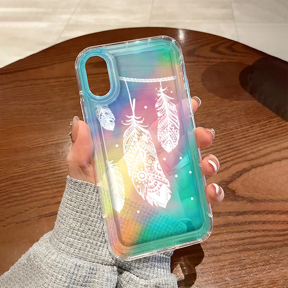 

White Feather Phone Case for IPhone 14 13 12 Mini 11 Pro Max 7 8 Plus X XS Max XR SE2022 Transparent Soft TPU Colourful Cover