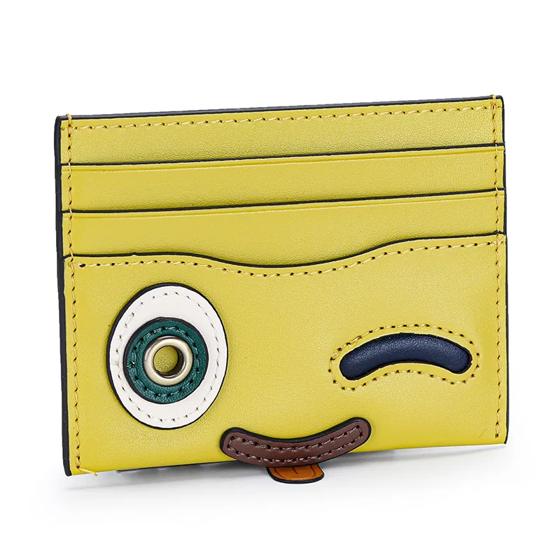 Genuine Leather Cute Coin Wallet Card Holder Bag Students Cowhide ID Credit Bank Business Clip Case Purse For Men Women