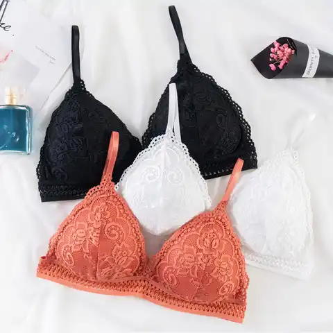 French Seamless Deep V Seamless Lace Bra Ladies Wireless Push Up Thin Bra Soft Underwear Comfortable Sexy Underwear French Bra