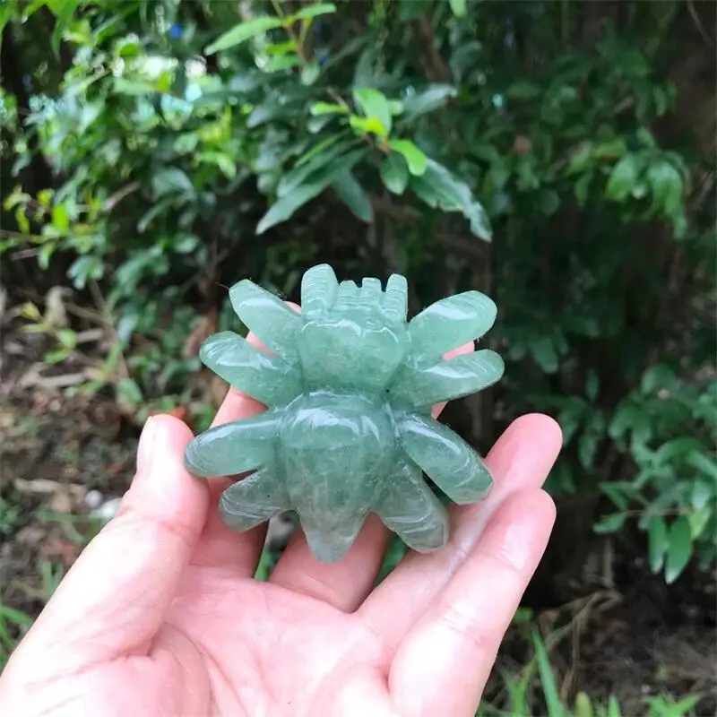 

Natural Green Aventurine Spider Stones Quartz Minerals Crystals Carved Gemstones Healing Reiki Gems Home Decoration