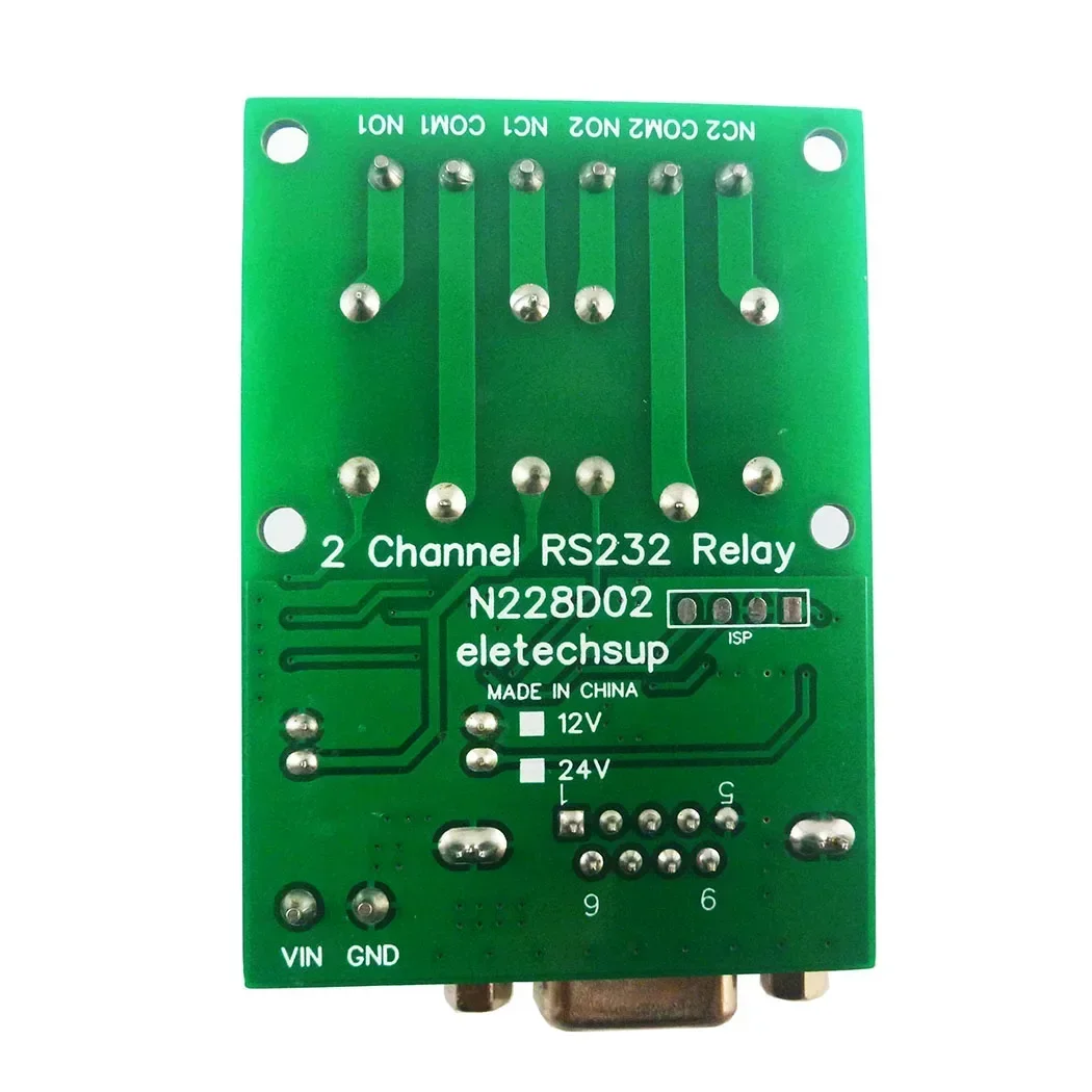 N228D02 DC 12 В 24 2CH DB9 UART Релейный модуль RS232 Плата переключателя последовательного