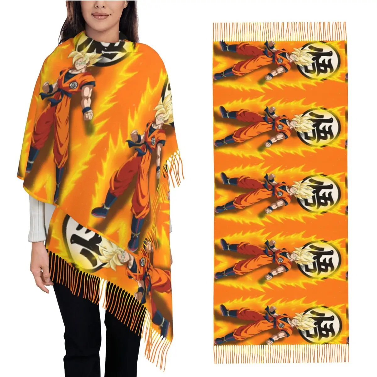 Аниме D-Dragons B-Balls Шарф с длинной кисточкой теплые мягкие шали и накидка женские