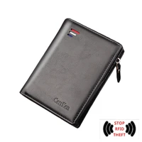 mens short wallet pu leather wallet zipper coin purse multi card storage card bag snap wallet rfid anti theft brush wallet