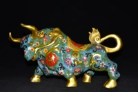 11 tibetan temple collection old bronze cloisonne enamel bull statue bull bull market struggle cow wealth gather fortune