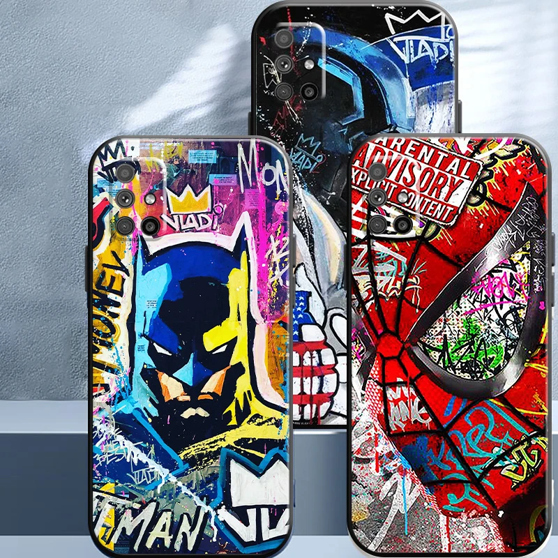 

Marvel Spiderman Graffiti For Samsung Galaxy M52 M51 M31S M31 M32 M30S M22 M20 M12 M11 Phone Case Liquid Silicon TPU Funda Soft