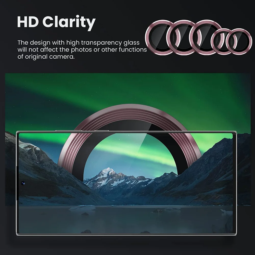 For Samsung Galaxy S22 Ultra 5G Camera Lens Protector Metal Camera Ring Case Tempered Glass For Samsung S22 Ultra Protective Cap