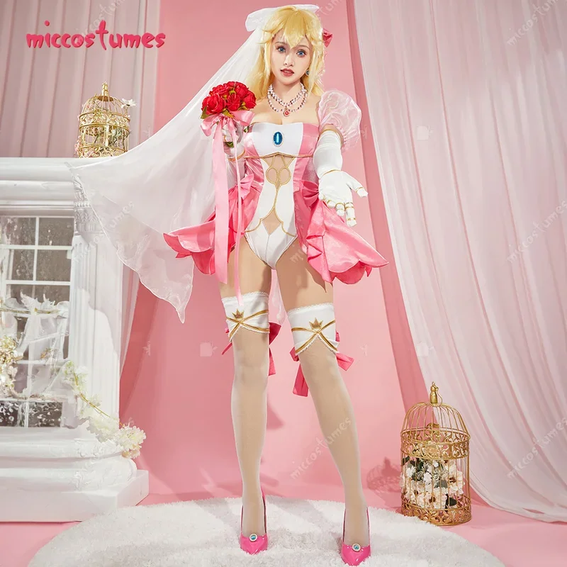 Miccostumes x Mobbunny Bride персиковый свадебный костюм для косплея розовый сексуальный