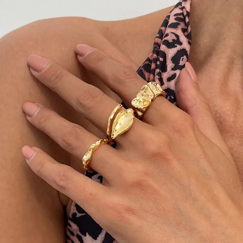 SHIXIN 3 шт. комплект открытых колец с нерегулярной геометрией для женщин модные