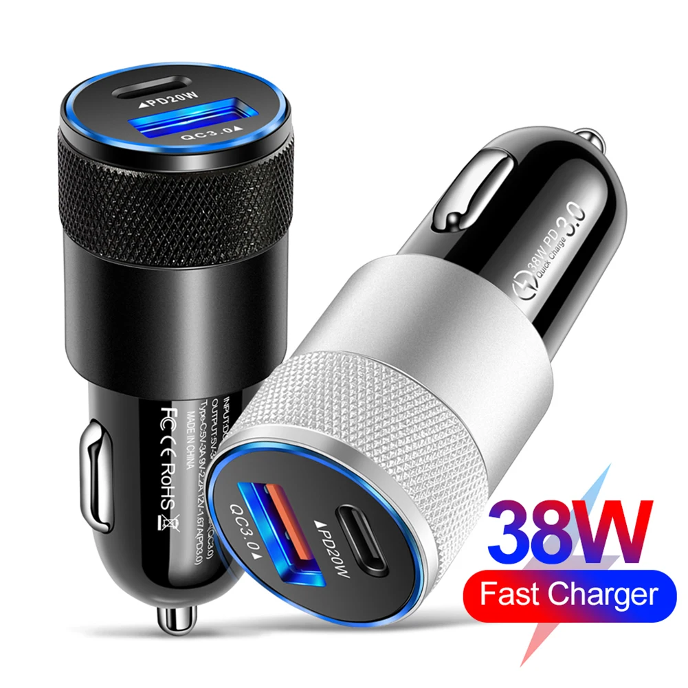

Автомобильное зарядное устройство QC3.0 18 Вт + PD 20 Вт USB + Type-C