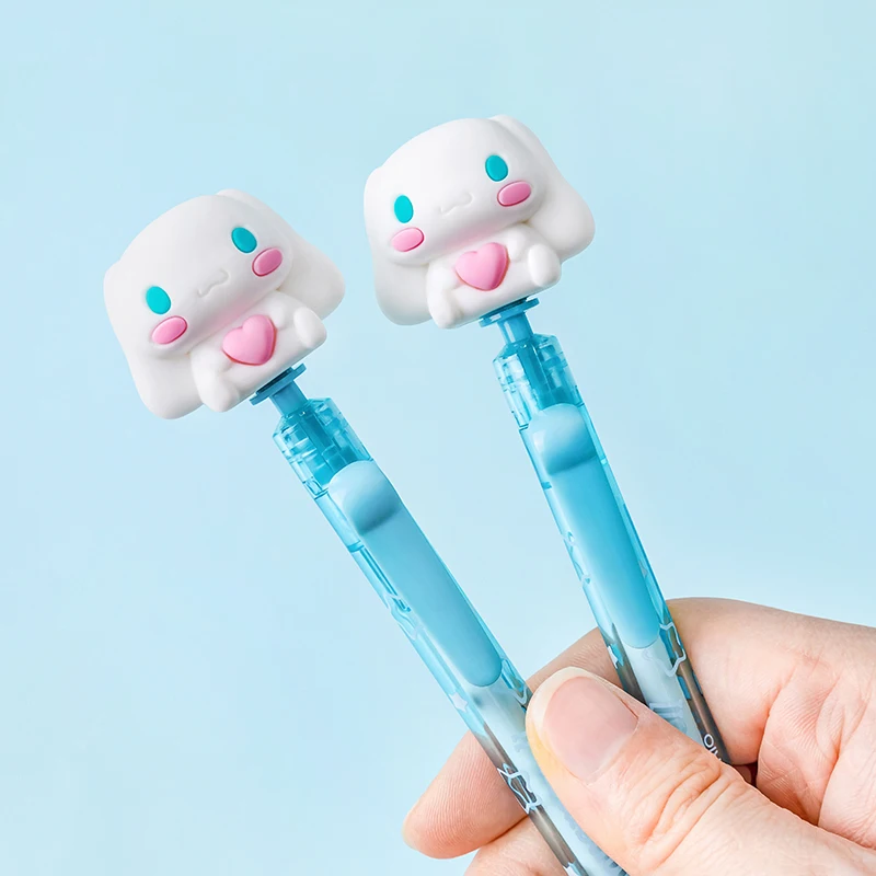 

Кавайная гелевая ручка с аниме Sanrioed Cinnamoroll, милые студенческие канцелярские принадлежности, мультяшная креативная ручка для пресса, черный ...