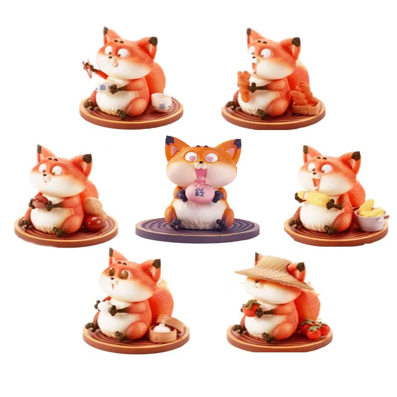 

Actoys Sesame Fox Blind Box Toys Action Figures Caja Ciega PVC Cute Model Kawaii Kids Desktop Anime Decor Mystery Box Gifts