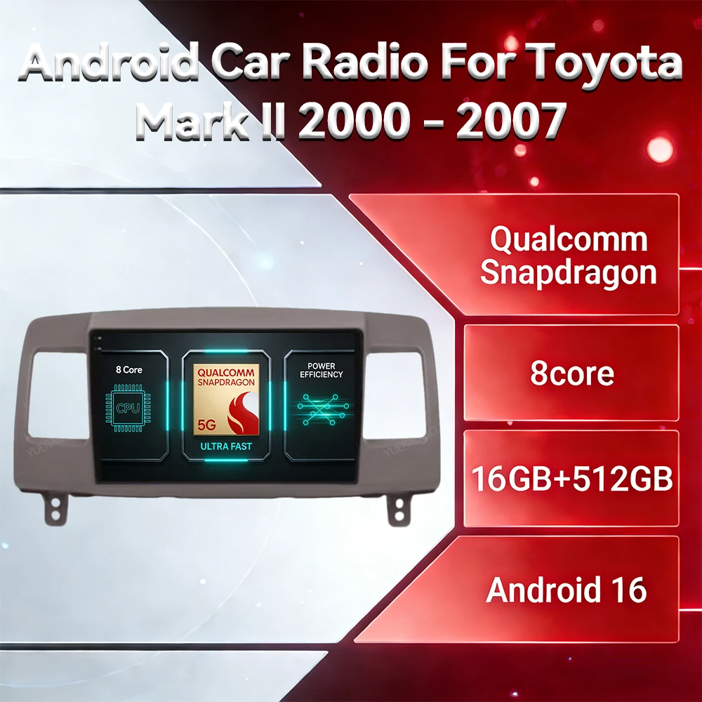 Фото Автомагнитола Android 16 для Toyota Mark II 9 X110 2000-2007, головное устройство 4G WIFI 2DIN QLED BT GPS NAVI №1