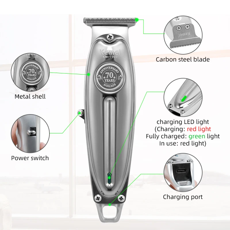 New Electric Barber Clipper Full Metal Professional Hair Trimmer For Men Beard Hair Clipper Finishing Hair Cutting Machine