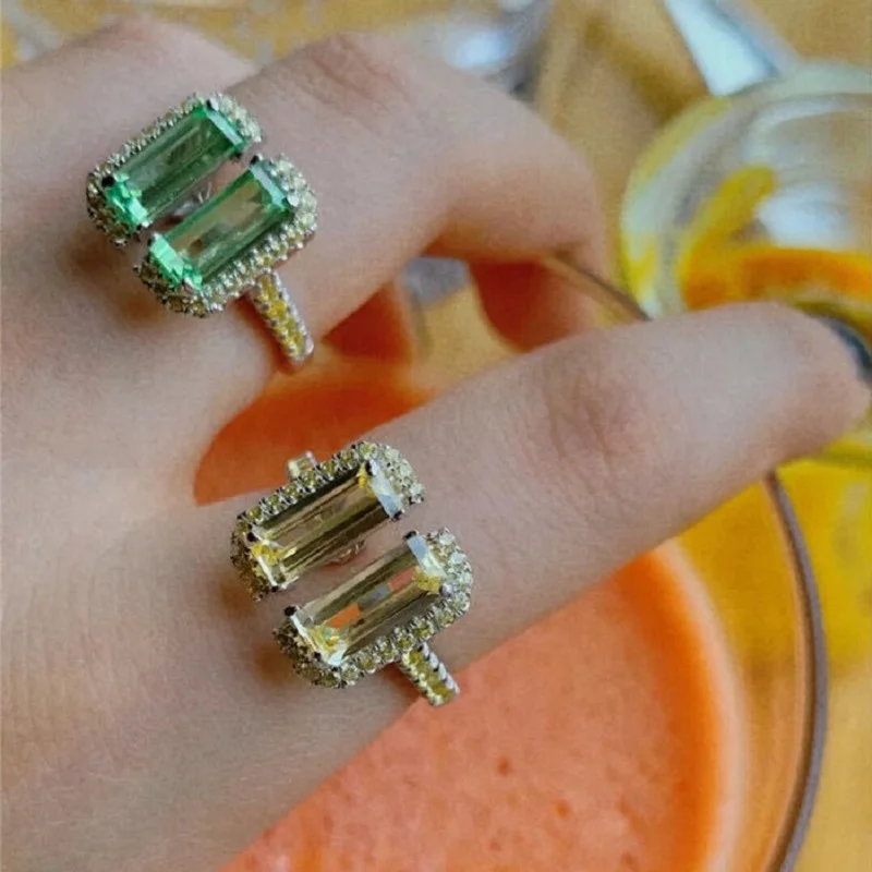 

RAKOL High Quality Shiny Large Cubic Zirconia Finger Rings for Women Open Adjustable Ring Wedding Bridal Party Jewelry Gifts