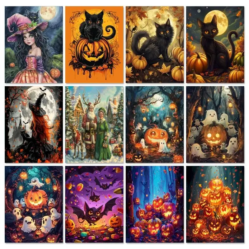 GATYZTORY акриловая краска по номерам тыква с детской летучей мышью Хэллоуин