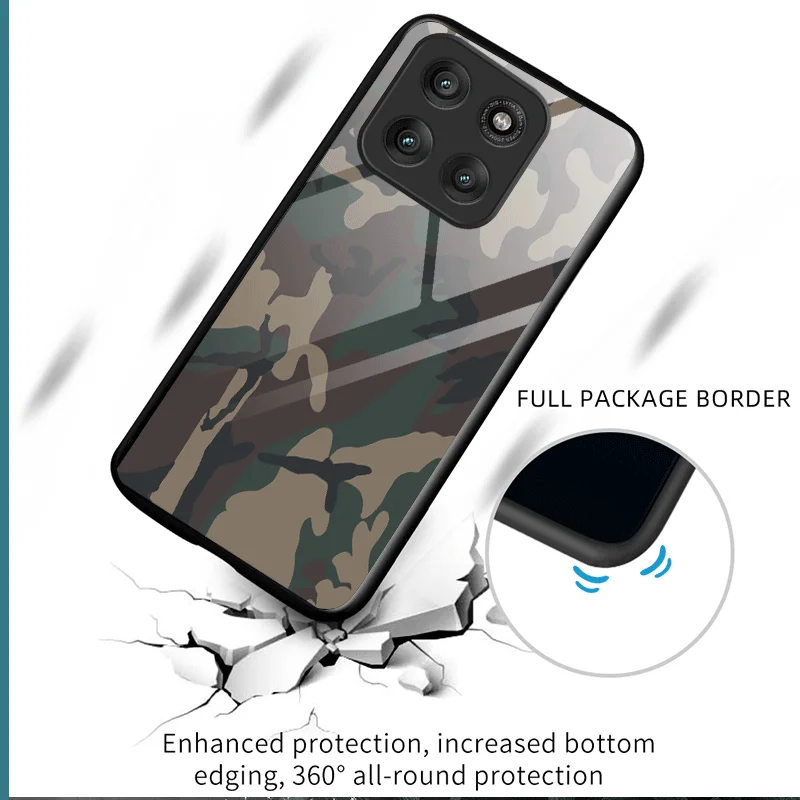 Фото Чехол из закаленного стекла для Motorola Moto Edge 70 Pro Fusion, защитный чехол с камуфляжным рисунком, задняя крышка, чехол-футляр №3