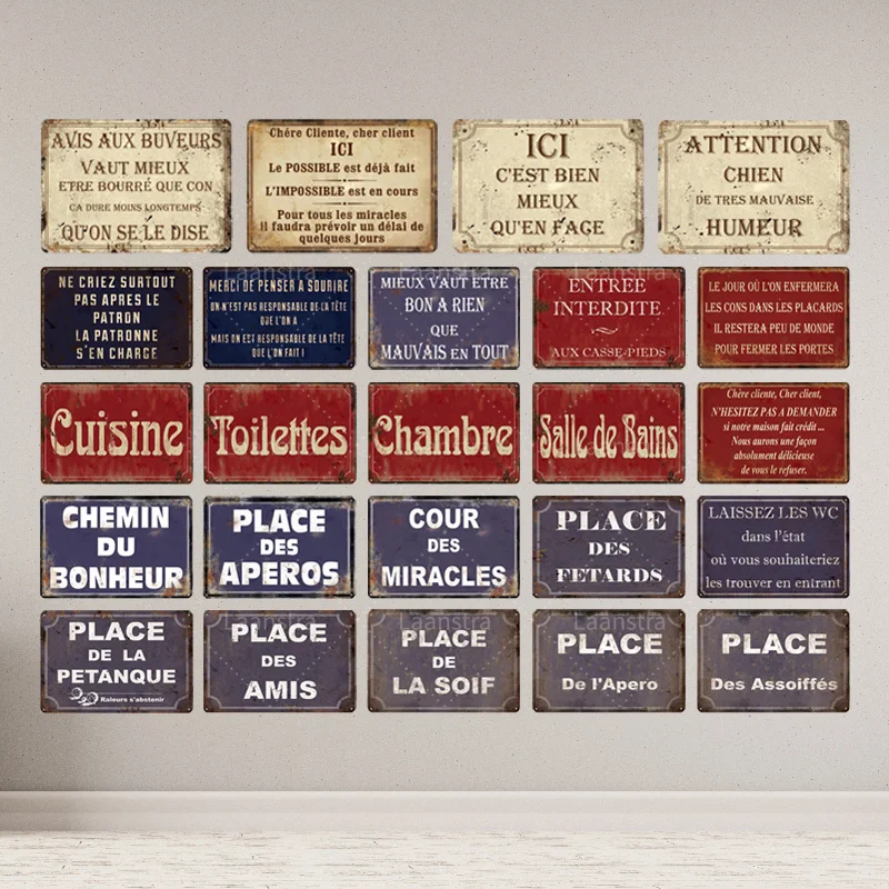 

Plaque Chambre Cuisine Metal Sign Tin Toilettes Vintage Plaque Tin Sign Plate Wall Sticker Man Cave Decoration Mural Art Poster