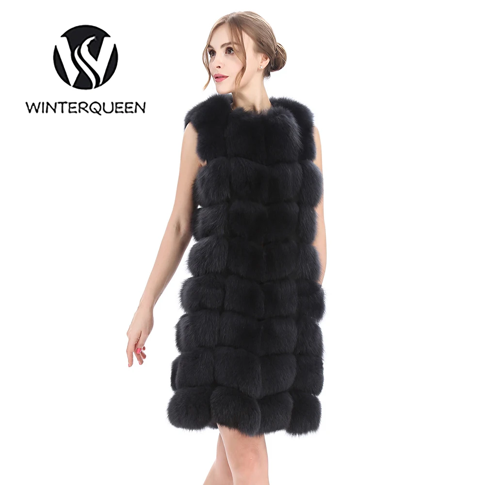 Natural Fox Fur Vest Ladies Winter Outdoor Warm Sleeveless Plus Size Jacket Fashion Luxury Genuine Leather Real Fur Coat