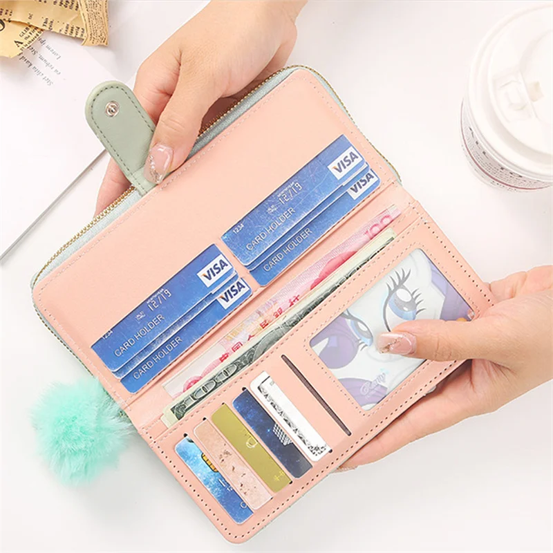 Long Women's Wallet Female Purses Tassel Coin Purse Card Holder Wallets Double Zipper Pu Leather Clutch Luxury Money Phone Bag