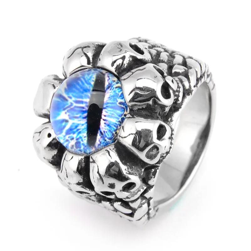 

Punk Skeleton Eye Men Stainless Steel Ring Vintage Gothic Party Promise Finger Rings Luxury Jewelry Valentine Wholesale Lots