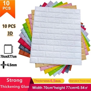 10 Pcs Self-Adhesive 3D Wallpaper DIY Brick Stickers TV Backdrop Decor for Home Kids Room Kitchen Waterproof Wall Decor Sticker