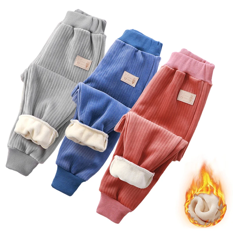 Детские зимние вельветовые Теплые брюки Осенние повседневные спортивные для