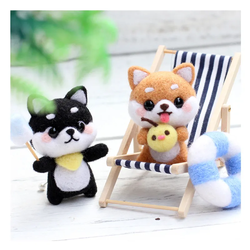

LovelyFirewood dog Key buckle wool needlepoint kit wool felt needle felting decoration craft needlecraft DIY handmade