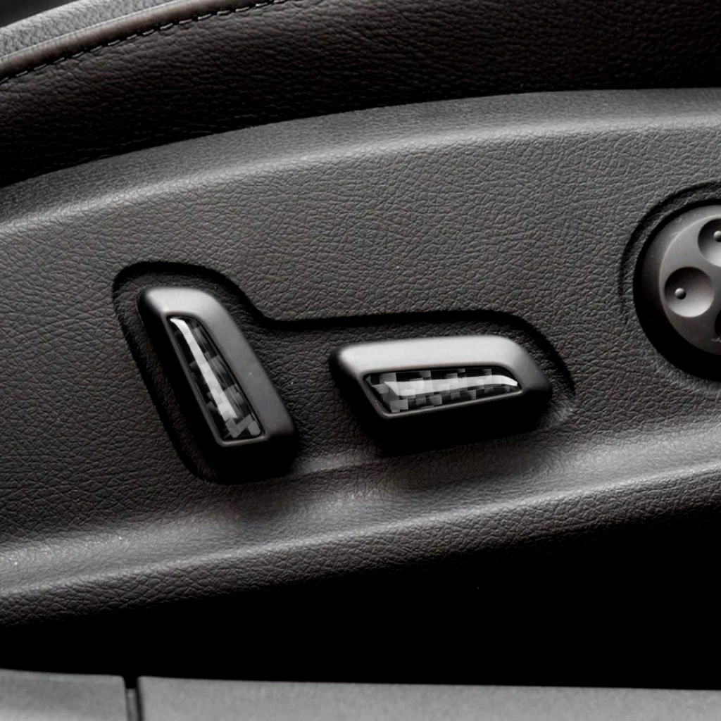 

4pcs Auto Interior Carbon Fiber Car Seat Adjustment Knob Button Decoration Stickers Trim Decals For Audi A4 B9 RS4 S4 2017- 2020