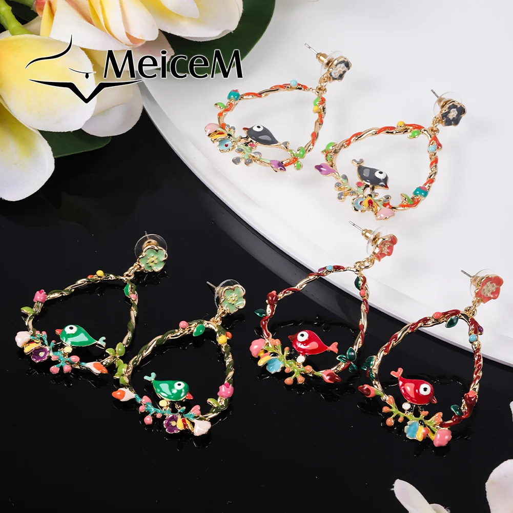 

Sale MeiceM Birds Drop Dangle Earring Art 2022s Aesthetic Fashion Jewelry Elegant Metal Christmas Gifts Ideas Earrings for Women
