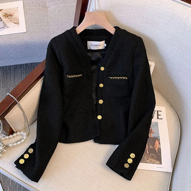 

Spring High Quality Elegant Tassels Tweed Small Fragrant Long Sleeve Jacket Women's Clothing Causal Coats Female Outwear F108