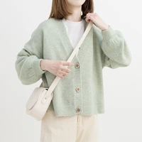 lantern sleeve v neck sweater cardigan womens autumn 2022 new loose student top short sweater small coat female t shirt